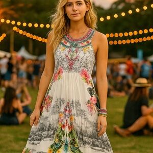 Label Ritu Kumar Floral Print midi Dress Size 4
